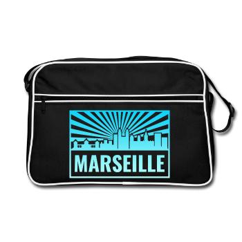 Rayons de soleil de la Skyline de Marseille - Sac Retro - noir/blanc - Devant