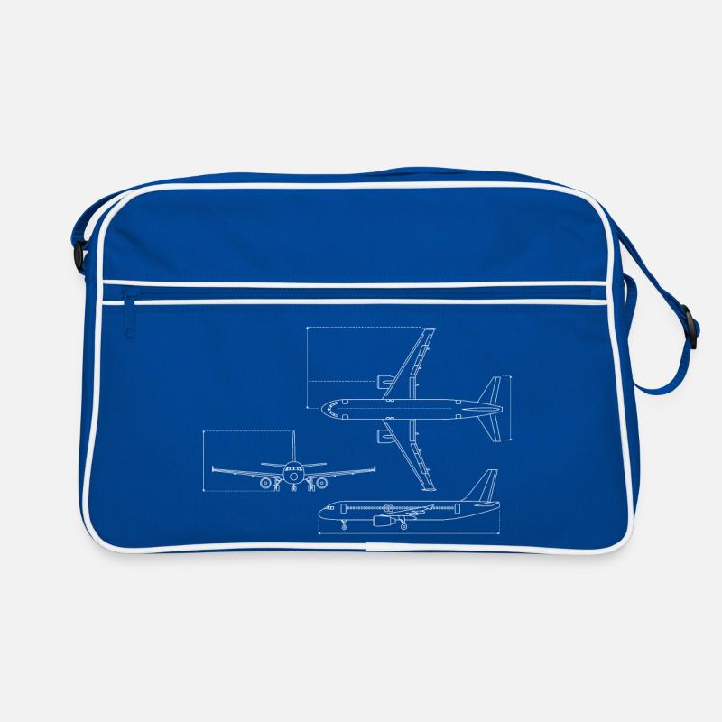 Airplane Blueprint Technical Drawing Retro Bag