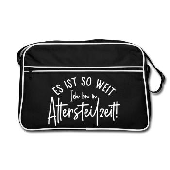 Es ist so weit Ich bin in Altersteilzeit - Retro Tasche - Schwarz/Weiß - Vorne