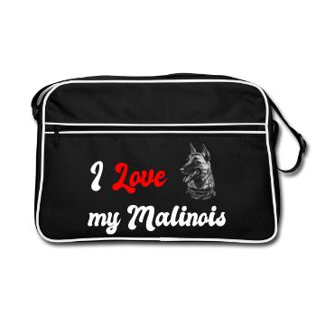 J'adore mon Malinois - Sac Retro - noir/blanc - Devant