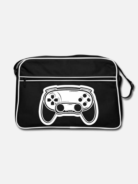 Video Game Controller Drawing - Retro Bag - black/white - Front