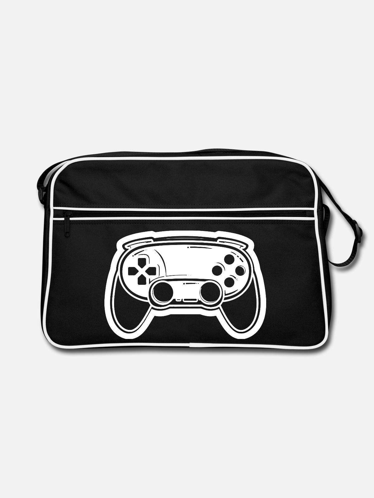 Video Game Controller Drawing - Retro Bag - black/white - Front