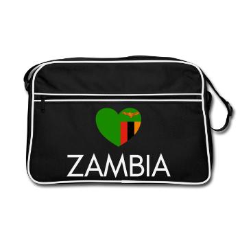 Cœur avec drapeau zambien, j’aime la Zambie - Sac Retro - noir/blanc - Devant