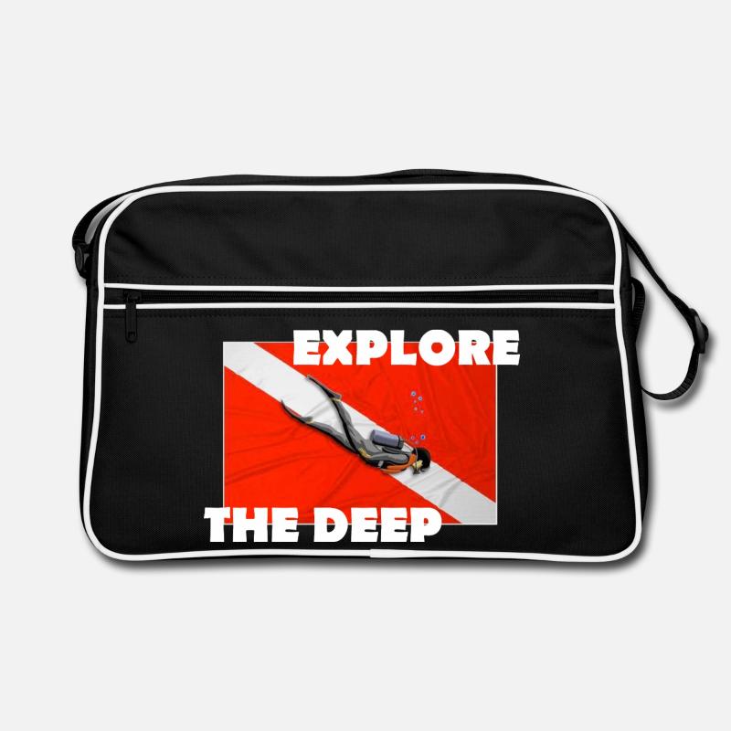 EXPLORE THE DEEP - Retro Bag - black/white