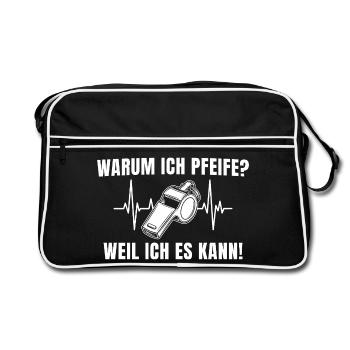 Schiedsrichter Pfeife – Weil ich es kann! - Retro Tasche - Schwarz/Weiß - Vorne