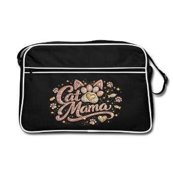 Cat Mama Paillettes Or Rose - Strass et Diamants C - Sac Retro - noir/blanc - Devant