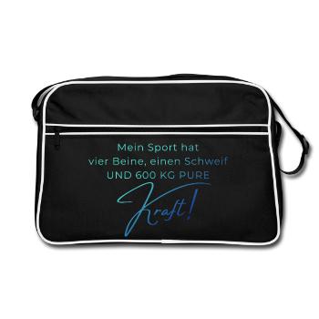 Voltigieren 600 kg Kraft – Pferdesport Geschenk - Retro Tasche - Schwarz/Weiß - Vorne