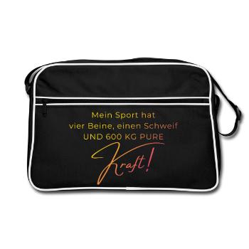 Voltigieren 600 kg Kraft – Pferdesport Geschenk - Retro Tasche - Schwarz/Weiß - Vorne