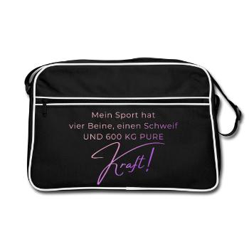 Voltigieren 600 kg Kraft – Pferdesport Geschenk - Retro Tasche - Schwarz/Weiß - Vorne