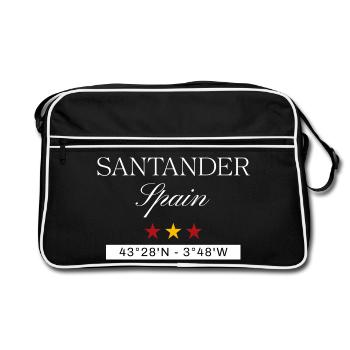 Santander Spanien Souvenir – Reise minimalistisch - Retro Tasche - Schwarz/Weiß - Vorne