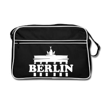 Icône du logo de la ville de Berlin Tor Brandebourg - Sac Retro - noir/blanc - Devant