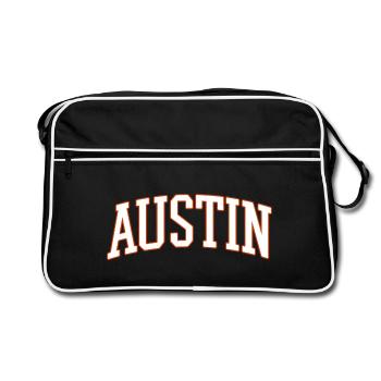 Austin Varsity Arc Font - Retro Bag - black/white - Front