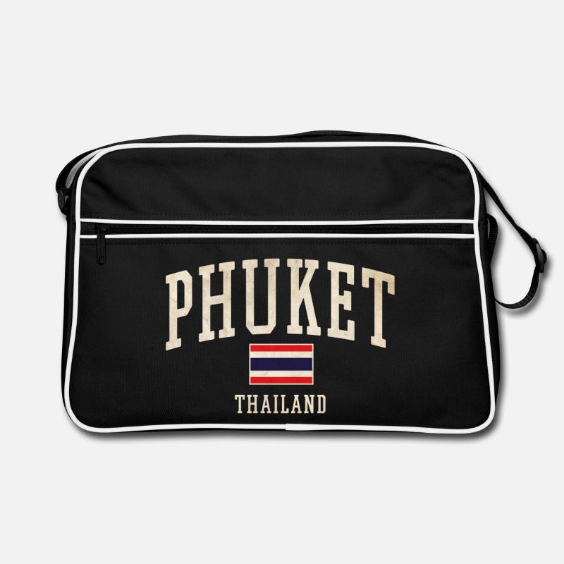Logo vintage de Phuket Thaïlande - Sac Retro - noir/blanc