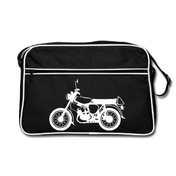 simme s50 Motorrad Moped Klassiker DDR Osten icon - Retro Tasche - Schwarz/Weiß - Vorne