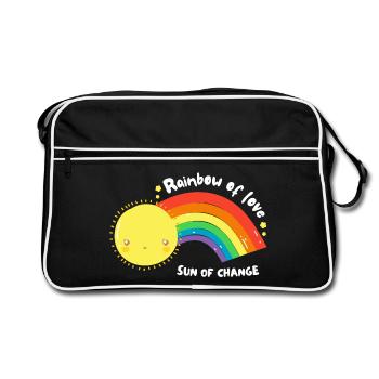 LGBT-Regenbogen der Liebe - Retro Tasche - Schwarz/Weiß - Vorne