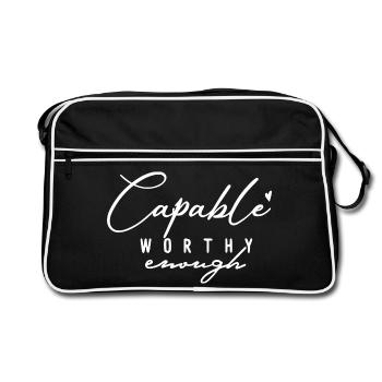 Capable Assez Digne – Amour de soi et motivation - Sac Retro - noir/blanc - Devant