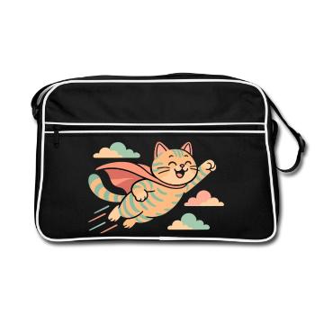 Super Katze Britisch Kurzhaar getigert Geschenk - Retro Tasche - Schwarz/Weiß - Vorne