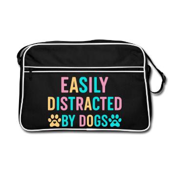 Easily distracted by dogs - Retro Bag - black/white - Front