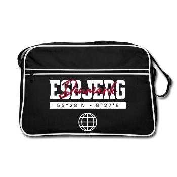 Esbjerg Dänemark Koordinaten Reise Souvenir - Retro Tasche - Schwarz/Weiß - Vorne