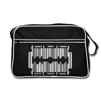 Razor blade with code - Retro Bag - black/white - Front