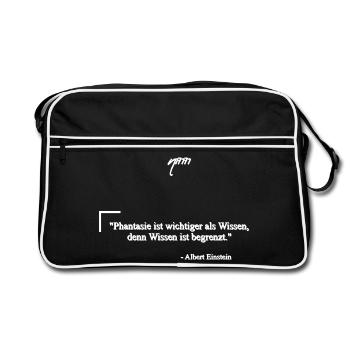Zitat von Albert E. - Phantasie & Wissen - Retro Tasche - Schwarz/Weiß - Vorne