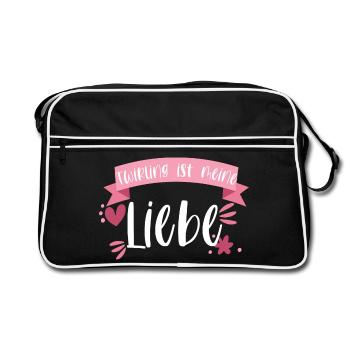 Twirling ist meine Liebe - Baton Sport Geschenk - Retro Tasche - Schwarz/Weiß - Vorne