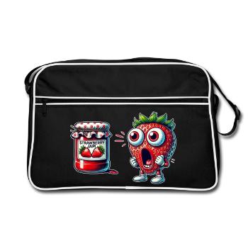 Funny strawberry jam design - Retro Bag - black/white - Front