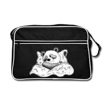 Panda Bear Sleeps And Dreams Good Night - Retro Bag - black/white - Front