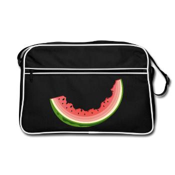 La pastèque mordue comme motif estival amusant - Sac Retro - noir/blanc - Devant