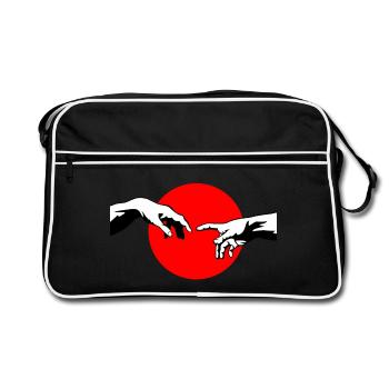 The Creation of Adam hands inspiration design - Retro Bag - black/white - Front