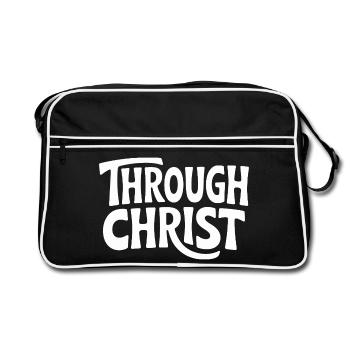 Par le Christ Jésus Chrétiens Foi - Sac Retro - noir/blanc - Devant