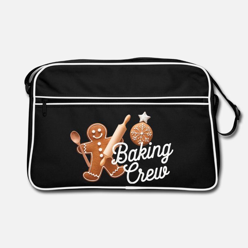 Baking Crew Lebkuchenmann Weihnachten backen - Retro Tasche - Schwarz/Weiß