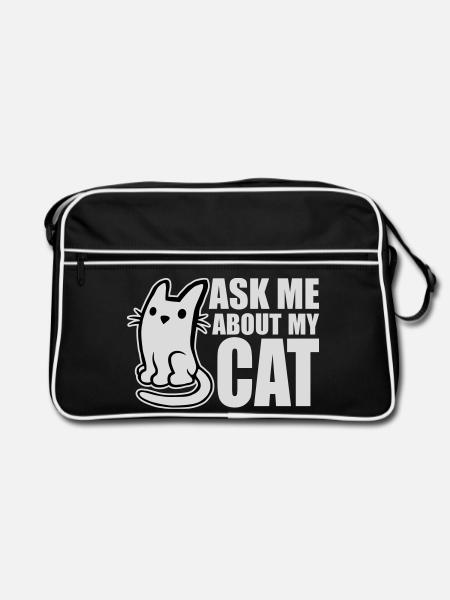 Demandez-moi pour mon chat Chat Amour des animaux Animaux - Sac Retro - noir/blanc - Devant
