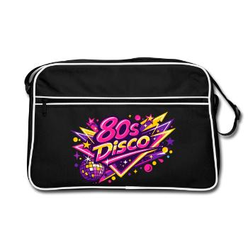 80er Disco Neon Fusion - Retro Tasche - Schwarz/Weiß - Vorne