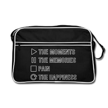Pleine conscience, moments, souvenirs, bonheur - Sac Retro - noir/blanc - Devant