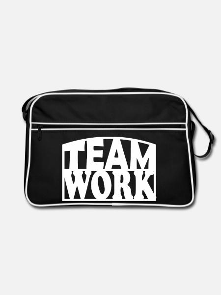 Teamwork Kraftvolles Blockbuchstaben-Design - Retro Tasche - Schwarz/Weiß