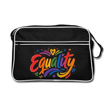 Equality Rainbow T-Shirt CSD Pride - Retro Bag - black/white - Front