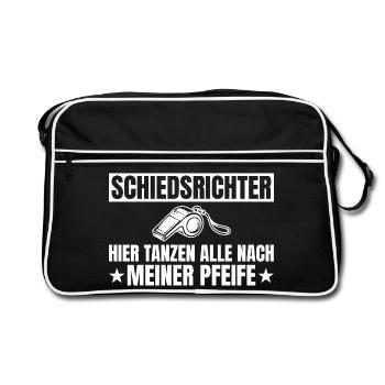 Schiedsrichter Alle tanzen nach meiner Pfeife - Retro Tasche - Schwarz/Weiß - Vorne