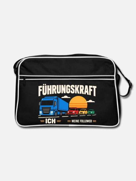 Führungskraft: Truck & Follower Sunset - Retro Tasche - Schwarz/Weiß
