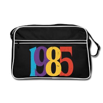 Geboren 1985 Geburtstagsgeschenk Geburtstag 85 - Retro Tasche - Schwarz/Weiß - Vorne