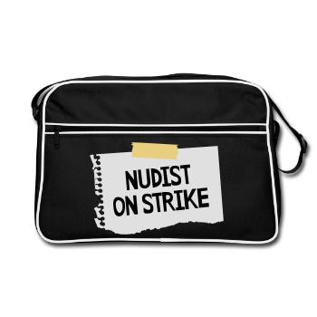 Nudist on strike - Retro Tasche - Schwarz/Weiß - Vorne