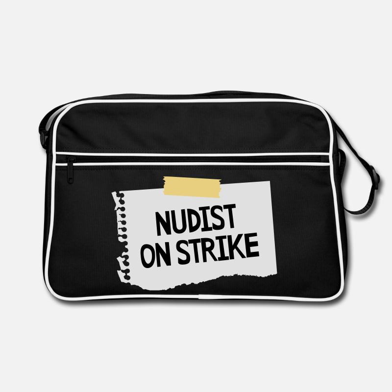 Nudist on strike Retro Tasche
