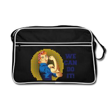 Rosie Kraft: We Can Do It Halftone - Retro Tasche - Schwarz/Weiß - Vorne
