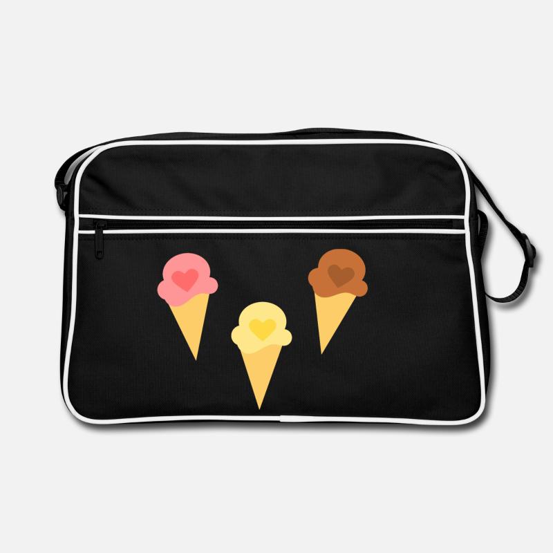 Eis Herz Eiscreme Erdbeereis Vanilleeis Schokoeis Retro Tasche