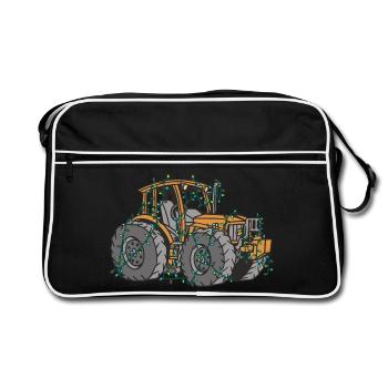 Tractor String Lights Farmer Christmas Gift - Retro Bag - black/white - Front