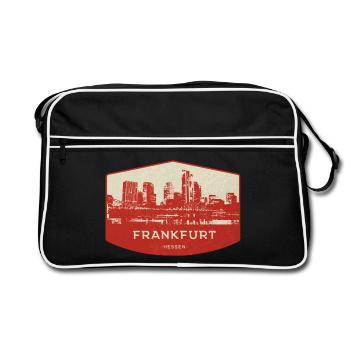 Frankfurt Skyline Rot Badge - Retro Tasche - Schwarz/Weiß - Vorne
