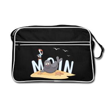 Moin Seal Seagull Beach - Retro Bag - black/white - Front
