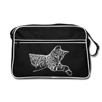 Cat White Kitten Kitten Gift Shirt - Retro Bag - black/white - Front