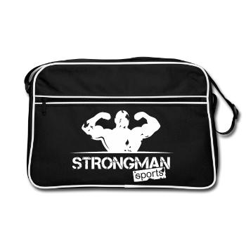strongman sport logo team club training icon - Retro Bag - black/white - Front
