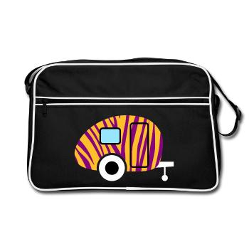 Caravan Caravan Zebra Pattern Animal Print Camper - Retro Bag - black/white - Front